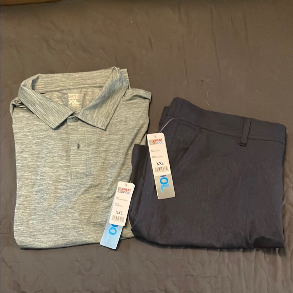32 Degrees, Cool Sea Pine Polo Shirt and stormy night shorts Set